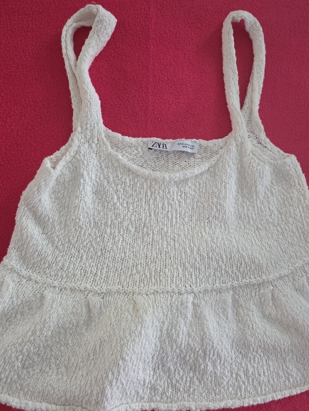 Zara Cream Textured Knit Tank Top